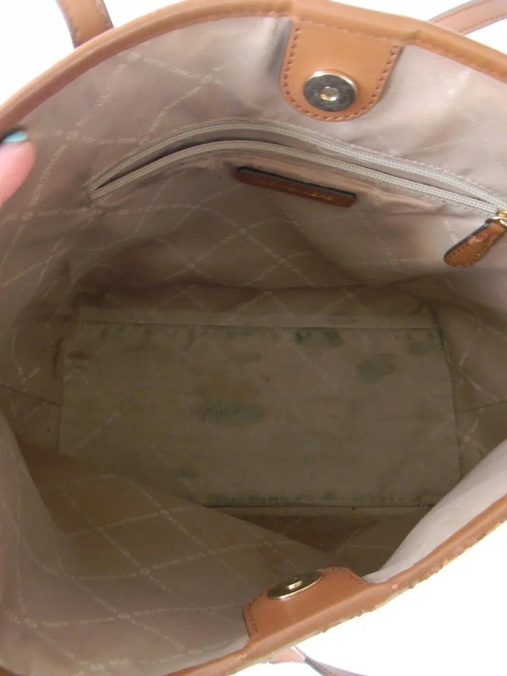Michael Kors Jane LG VANILLA IVORY/TAN SIGNATURE LOGO MK CANVAS/LEATHER TOTE
